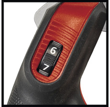 Detailopname van een decoupeerzaag met snelheidsregelaar op stand zeven.