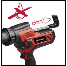 Symbool voor niet nadruppelen en symbool voor automatische toevoer op een kitpistool van Einhell