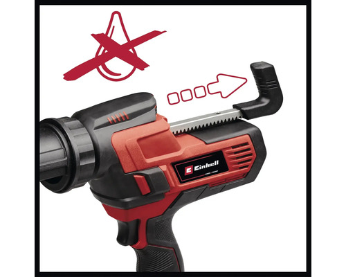 Symbool voor niet nadruppelen en symbool voor automatische toevoer op een kitpistool van Einhell