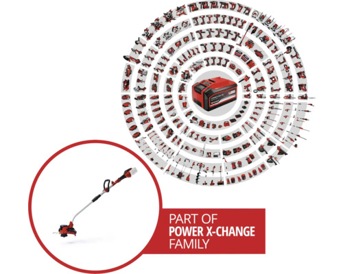 Onderdeel van de Power X-Change familie met accu en grastrimmer