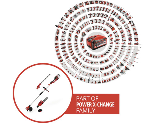 Einhell Power X-Change gereedschapsfamilie met accu en diverse gereedschappen
