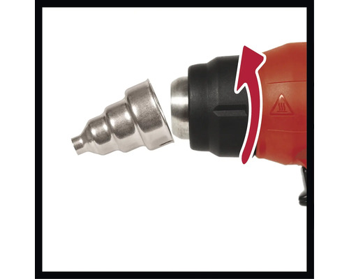 Heteluchtpistool met mondstukbevestiging en instructiepijl