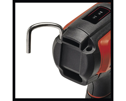 Detailaanzicht van een acculamp met haak