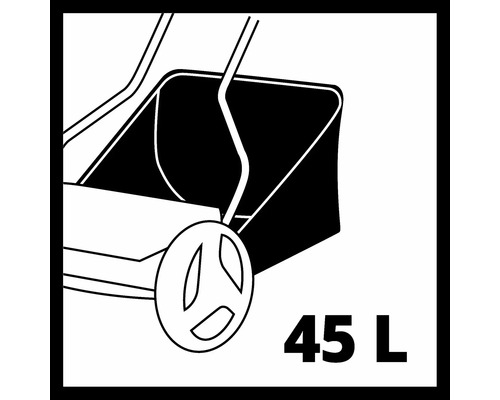 Symbool voor een grasmaaier met een opvangbak van 45 liter