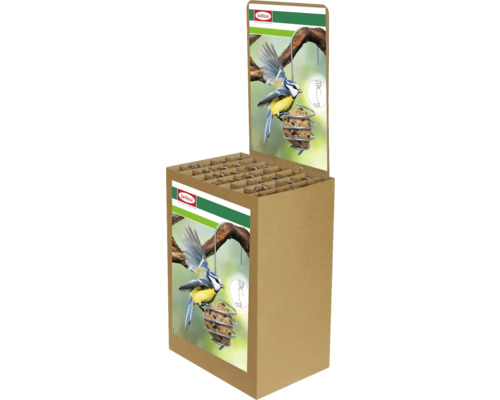 Verkoopdisplay met voer voor tuinvogels