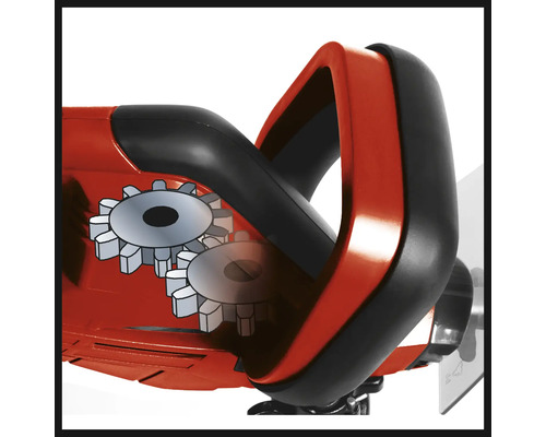 Detailopname van de versnelling van een heggenschaar