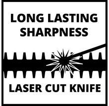 Symbool voor langdurige scherpte door lasergesneden mes