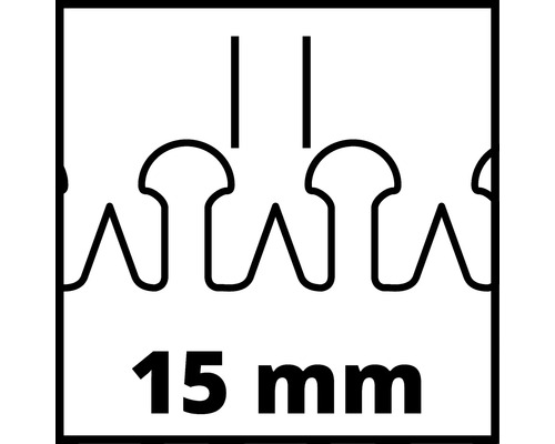 Symbool voor 15 millimeter krambreedte