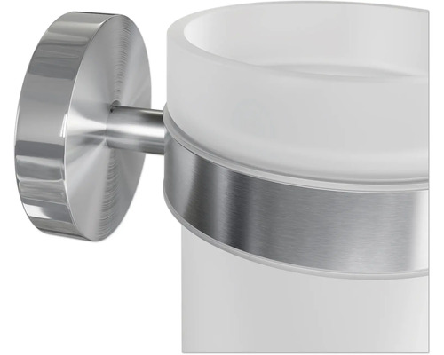 Wandbekerhouder voor tandenborstels van metaal en glas