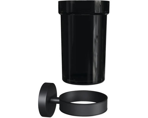 Zwarte tandenborstelbeker voor wandmontage