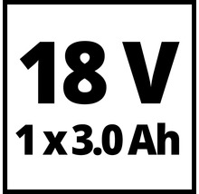 Symbool voor 18 volt 1 maal 3.0 ampère-uur