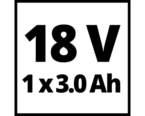Symbool voor 18 volt 1 maal 3.0 ampère-uur