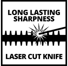 Symbool voor lange levensduur en scherpte door lasergesneden mes