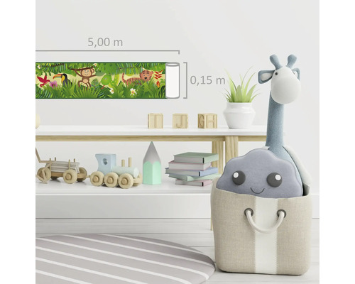 Muursticker met jungle motieven, lengte 5,00 meter, hoogte 0,15 meter