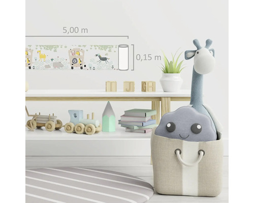 Dierenmotief randstrook met een lengte van 5,00 m en een hoogte van 0,15 m in de kinderkamer.
