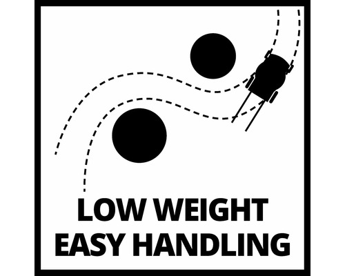 Symbool voor laag gewicht en gemakkelijke bediening van een grasmaaier