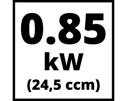 Vermogenslabel met details over 0,85 kilowatt en 24,5 kubieke centimeter