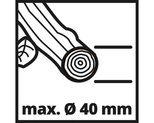 Symbool voor maximale houten diameter van 40 millimeter