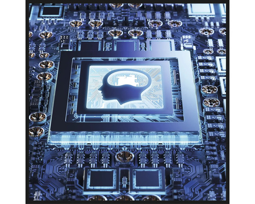Computerchip met afbeelding van een menselijk hoofd