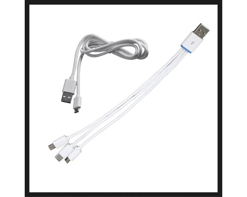 Multifunctionele USB-oplaadkabel met USB-A-, USB-Micro- en USB-C-aansluitingen