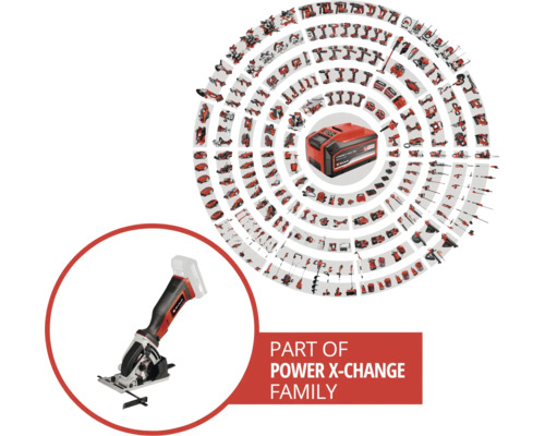 Einhell Power X-Change accu familie met accu mini-handcirkelzaag