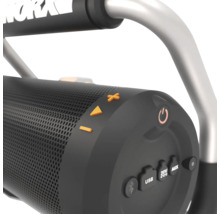 Worx Bluetooth bouwradio close-up van bedieningselementen en aansluitingen