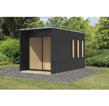 Modern tuinhuis met schuifdeur en drie ramen