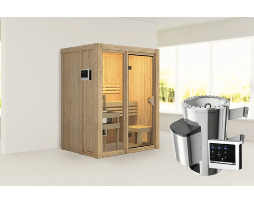 Sauna met saunakachel en saunabesturing