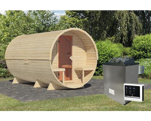Vatvormige sauna met kachel voor de tuin