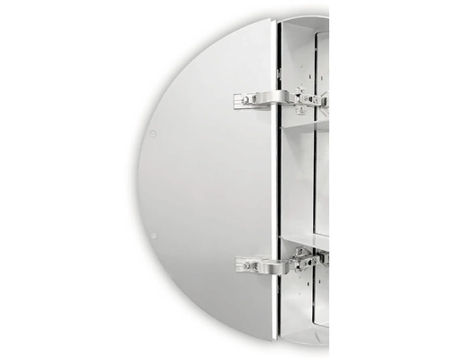Geopende ronde spiegelkast voor de badkamer