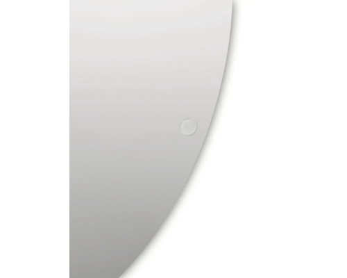 Gedetailleerde weergave van een ronde spiegel met bevestiging