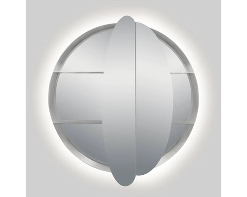 Ronde spiegelkast met verlichting en legplanken