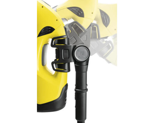 Gedetailleerd beeld van een raamreiniger met telescopische steel