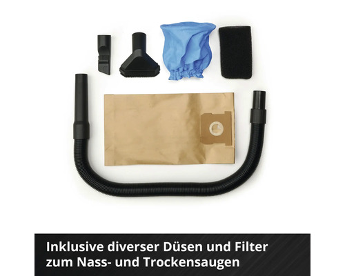 Accessoireset voor nat- en droogzuigers met zuigmonden, filters en stofzuigerzakken