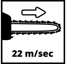 Symbool voor kettingzaagsnelheid van 22 meter per seconde