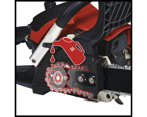 Kettingzaag met olievoersymbool voor kettingsmering