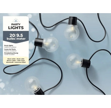 Lichtsnoer met 20 lampen en een zwarte kabel van 9,5 meter lang voor binnen en buiten