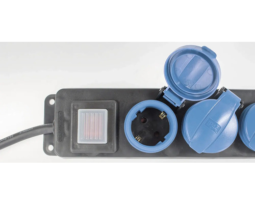 Meervoudig stopcontact met schakelaar en IP44 beschermingsgraad