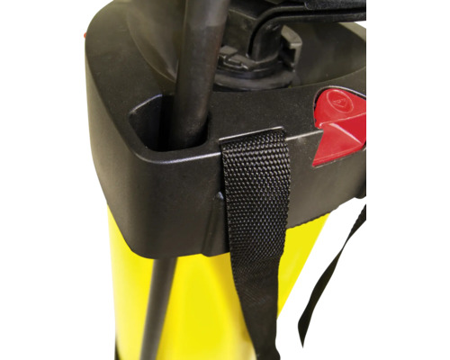 Detailweergave van een drukspuit met draagriem