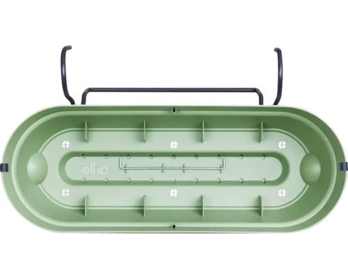 Groene bloembak met beugel voor het balkon