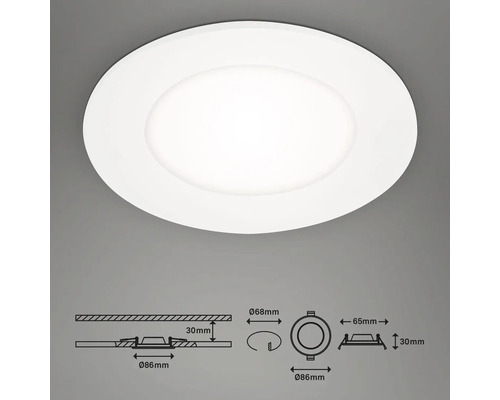 Ronde inbouwlamp met maataanduidingen