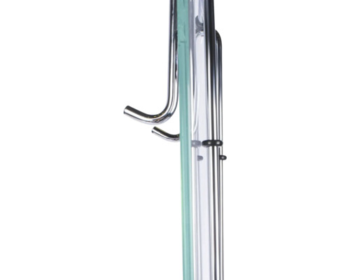 Detailaanzicht van een douchepaneel met houders