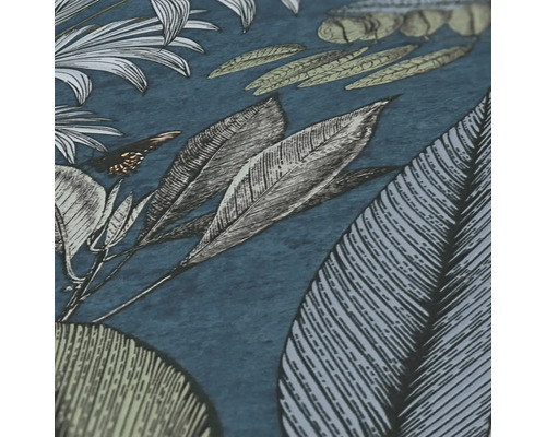 Close-up van een behang met een botanische print