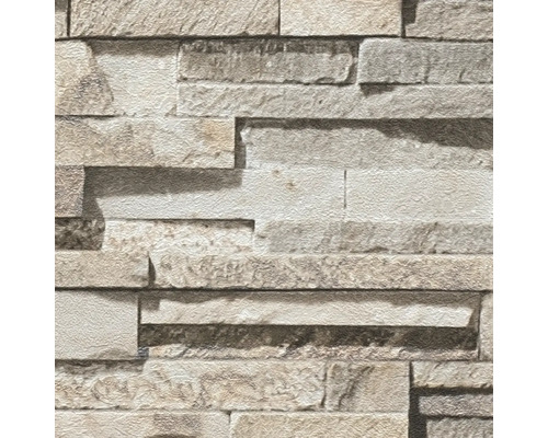 Close-up van een muur met behang in steenmotief