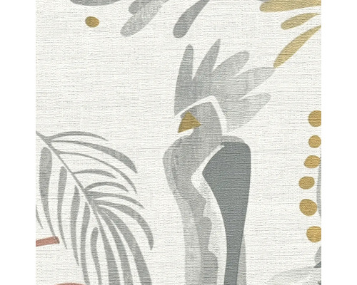 Behang met kaketoe- en plantenmotief