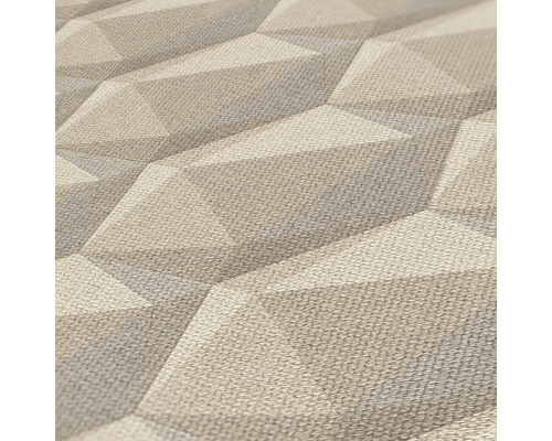 Close-up van een gestructureerd, driedimensionaal behang met geometrisch patroon.