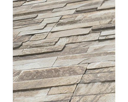 Behang met steenmotief en horizontaal patroon