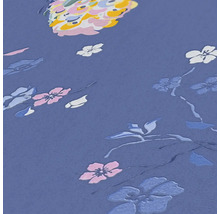 Close-up van een blauw behang met bloemmotief