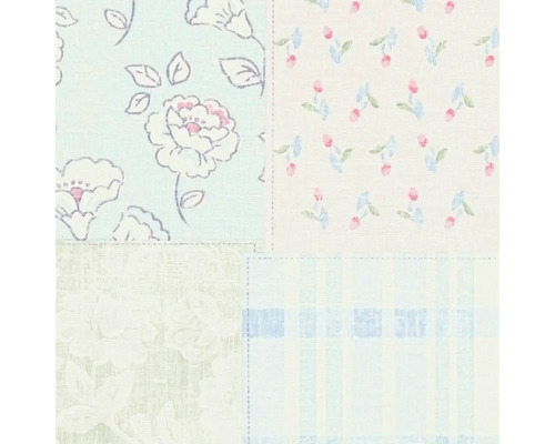 Behang met bloemmotieven en ruitpatroon