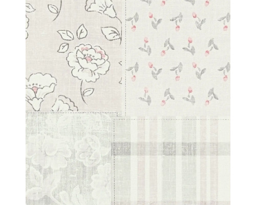 Behang met bloemen- en streepmotief